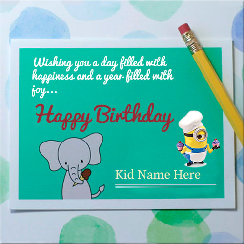 Write Name On Happy Birthday Wishes Cards For Kids