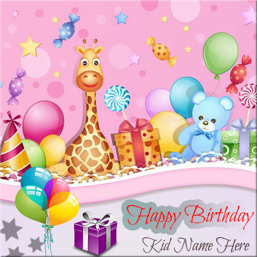Write Name On Happy Birthday Wishes Cards For Kids